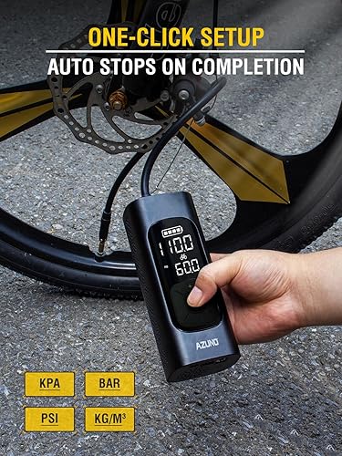 Miniatura 4 de AZUNO Inflador eléctrico de neumáticos para bicicleta, bomba de bicicleta recargable con batería de 7800 mAh y carga tipo C, válvula Presta y