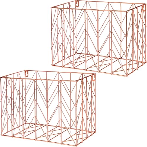 Maxcheck Organizador de archivos colgante de metal, 2 unidades, color oro rosa, cesta de archivo, carpetas de escritorio colgantes, caja de archivos
