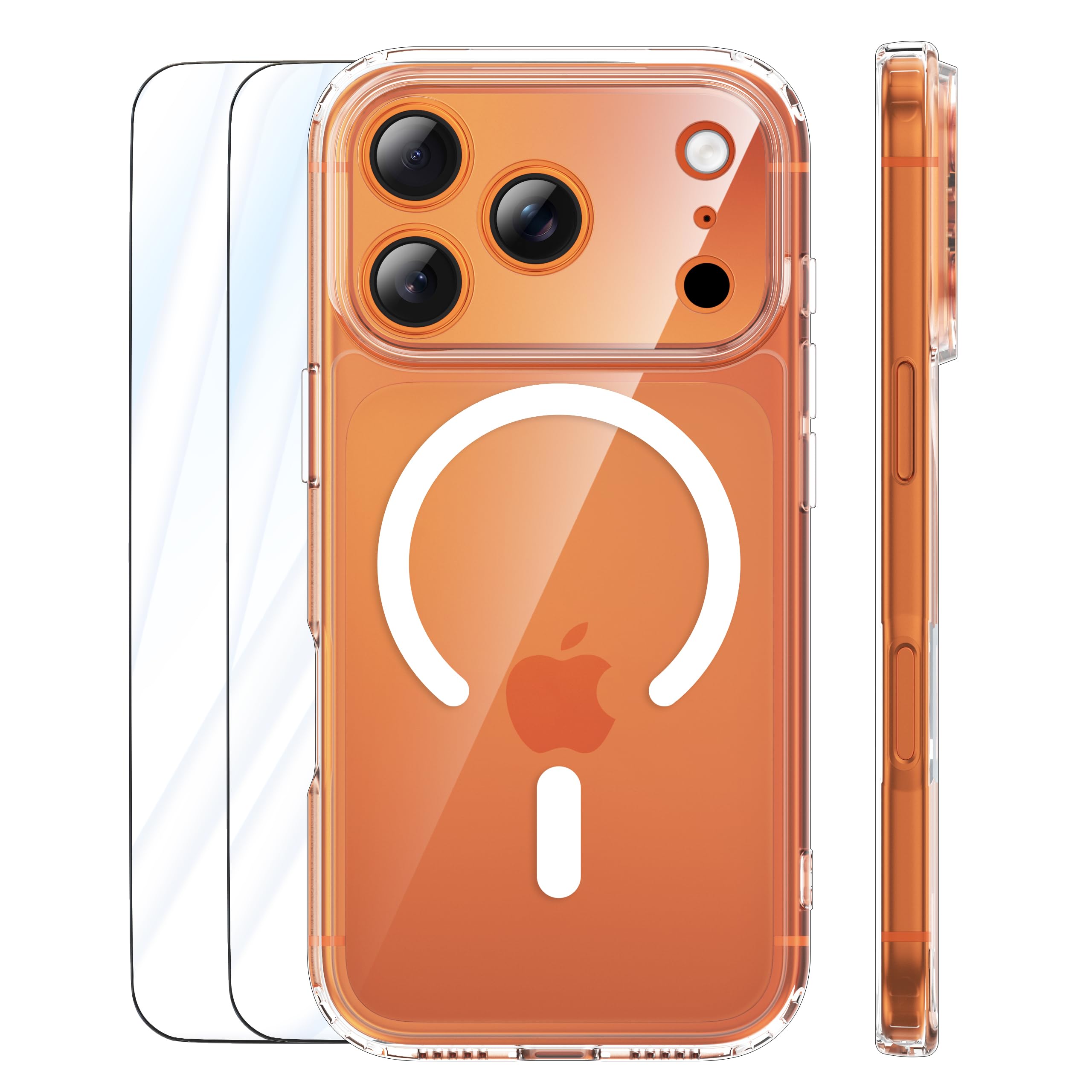 ORETECH Hülle für iPhone 17/17 Pro Max/16 Plus/15 Pro/14/13/12/11/XR/X/SE mit 2 Schutzfolie