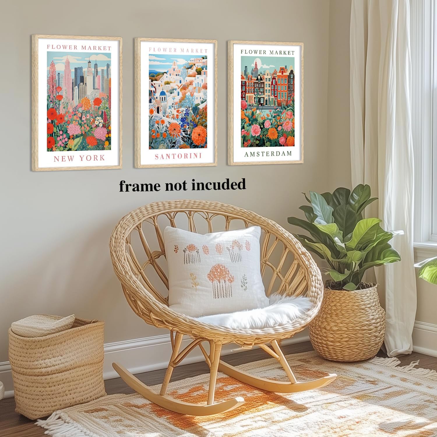 YUFEIART 3 Piece Colorful Flower Market Poster Wall Art Set of 3 16x24 image 5