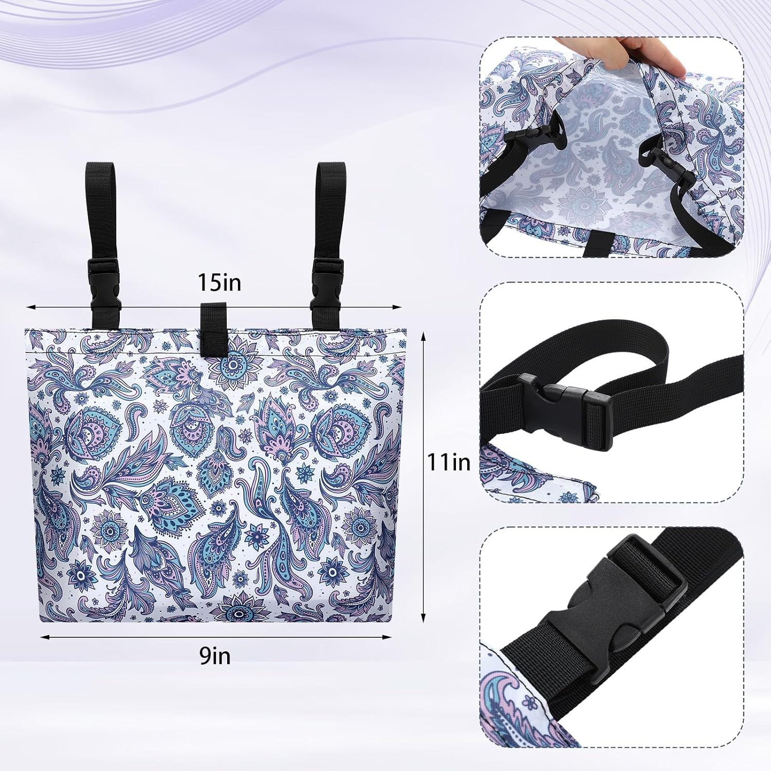 Threlaco 2 Pcs Urine Drainage Bag Holder for Wheelchair Under Basket, Floral