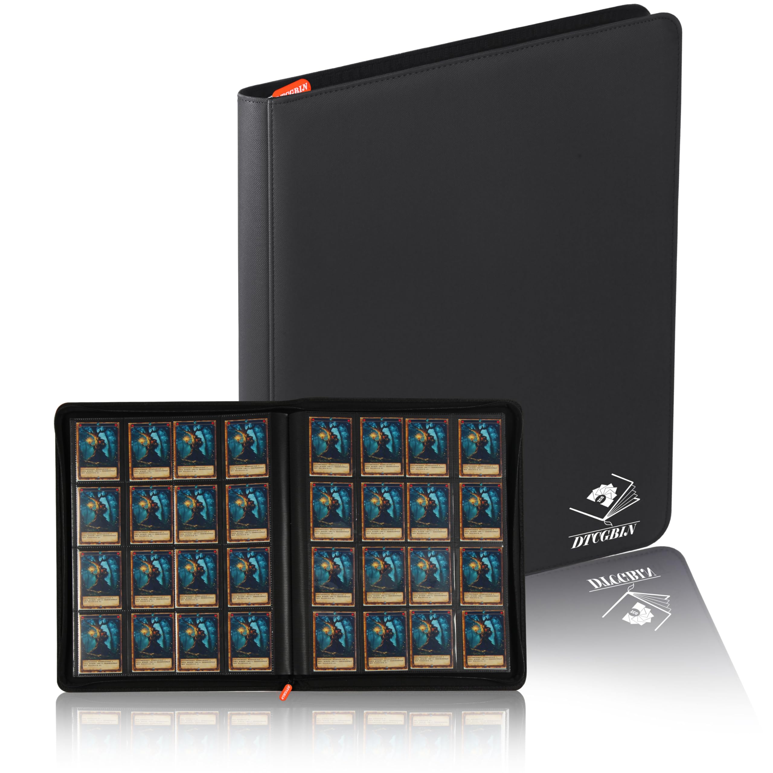 pokemon card binder black Amazon.com: Premium Trading Card Binder for PKM TCG MTG Cards,Holds 1000+  Cards,16 -Pocket Ringless Side Loading Binder with Zipper Trading Card  Album Folder for TCG