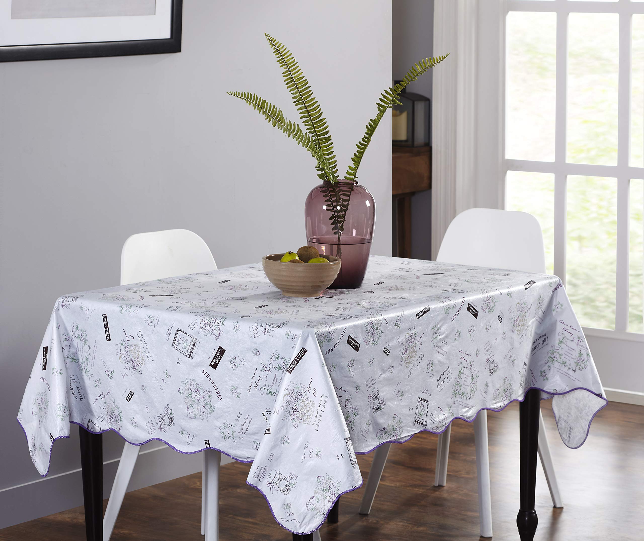 Homewards Abstract Floral Design PVC Seater Rectangle 137 cm x 183 cm Table Cover with Cotton Backing