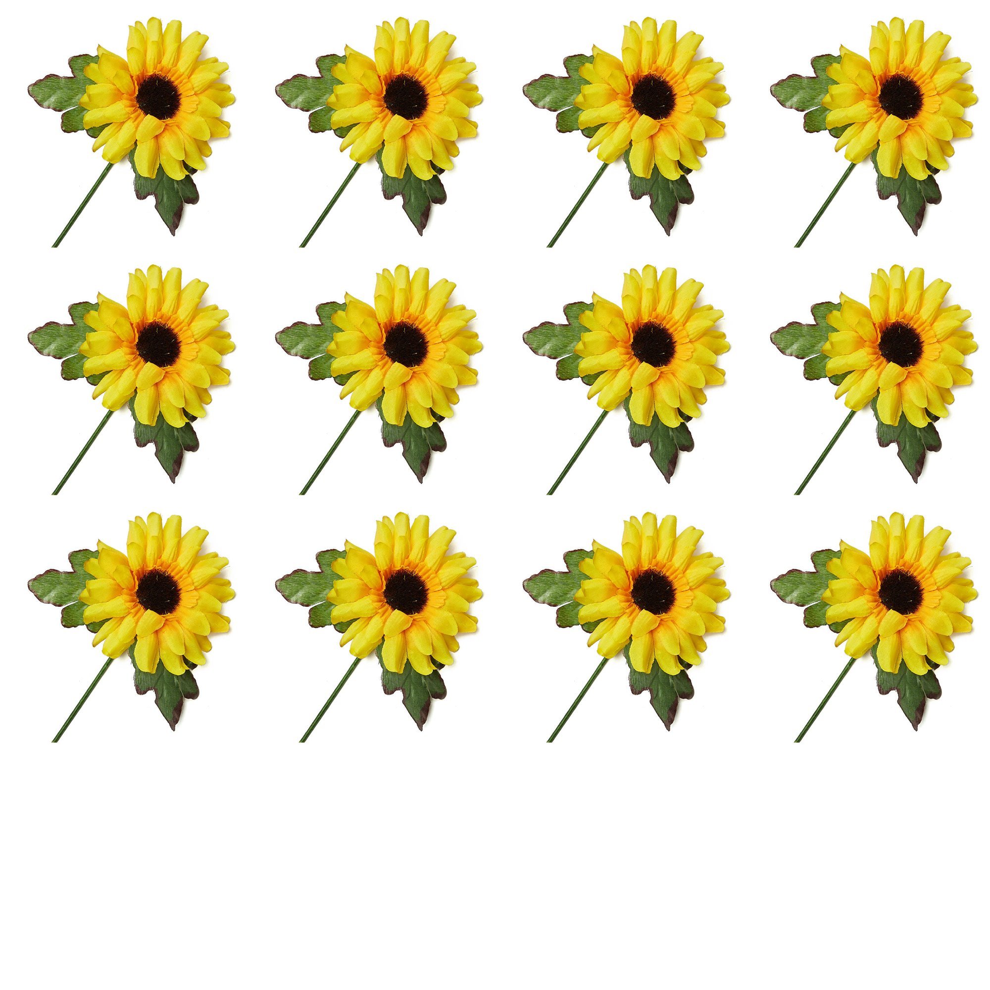 Factory Direct Craft Artificial Sunflower Floral Picks With Fuzzy Brown Centers (12 pack)