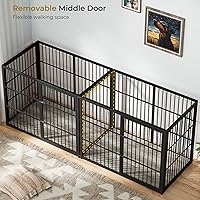 Vista 30 de Mueble de jaula para perros XXL de 48" con 3 puertas, jaula de madera combinada para mascotas, perrera resistente de interior para perros medianos a