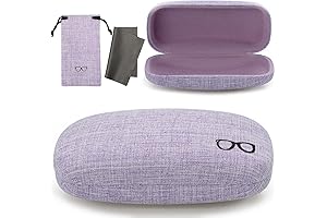 Concise Purple Linen Hard Shell Eyeglasses Case