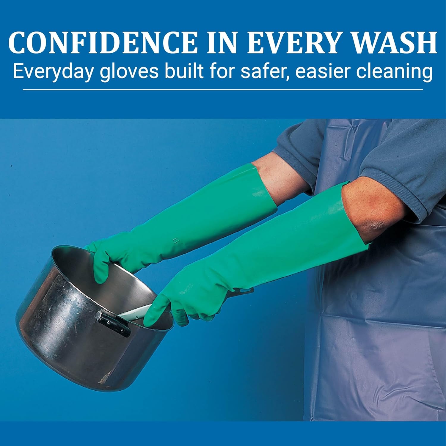 San Jamar 19NU-L Nitrile Elbow-Length Dishwashing Glove, Large (1 Pair)