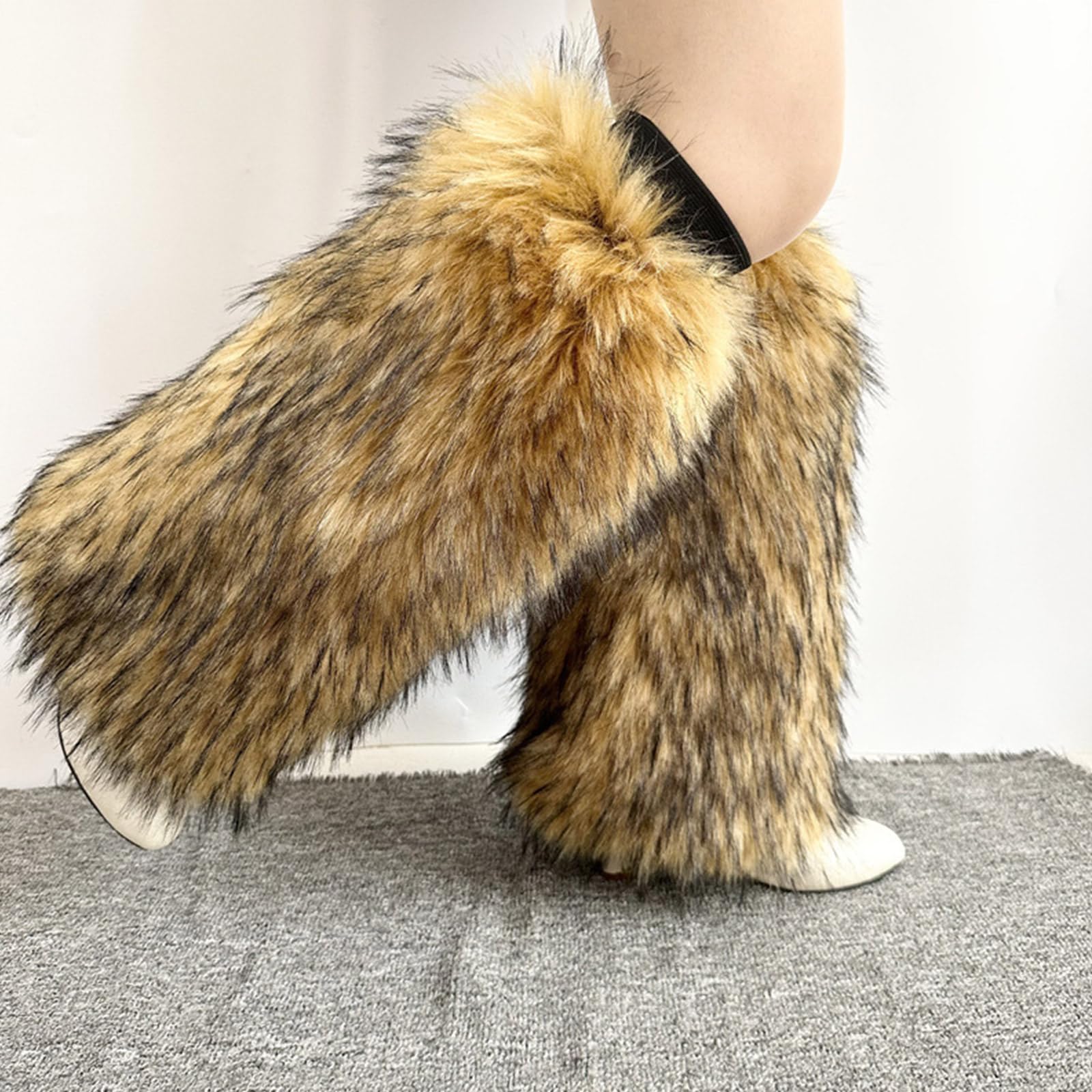 Calentadores de piernas de piel sintética para mujer, para invierno, cálidos, para botas, acogedores, Navidad, Halloween, fiesta, disfraz de cosplay