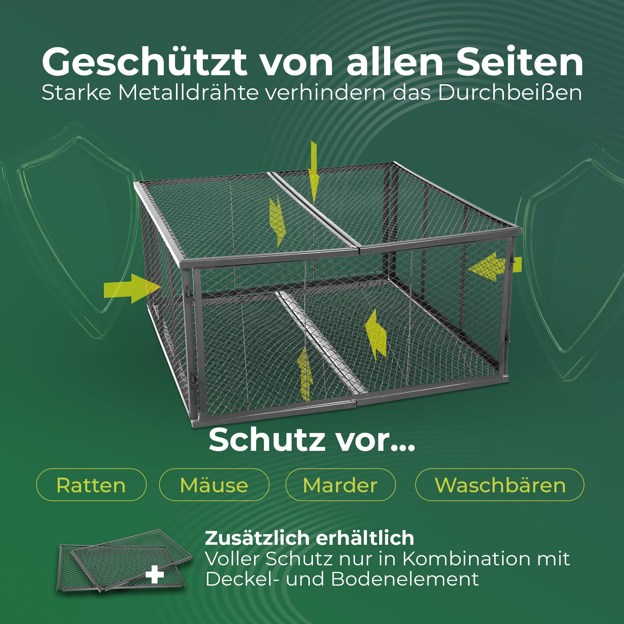Novatool Compostador de jardín de metal, 100 x 100 x 100 cm, con sistema de ranuras ampliable, compostador de metal recubierto de polvo con 1000 litros de volumen, compostador de alambre para