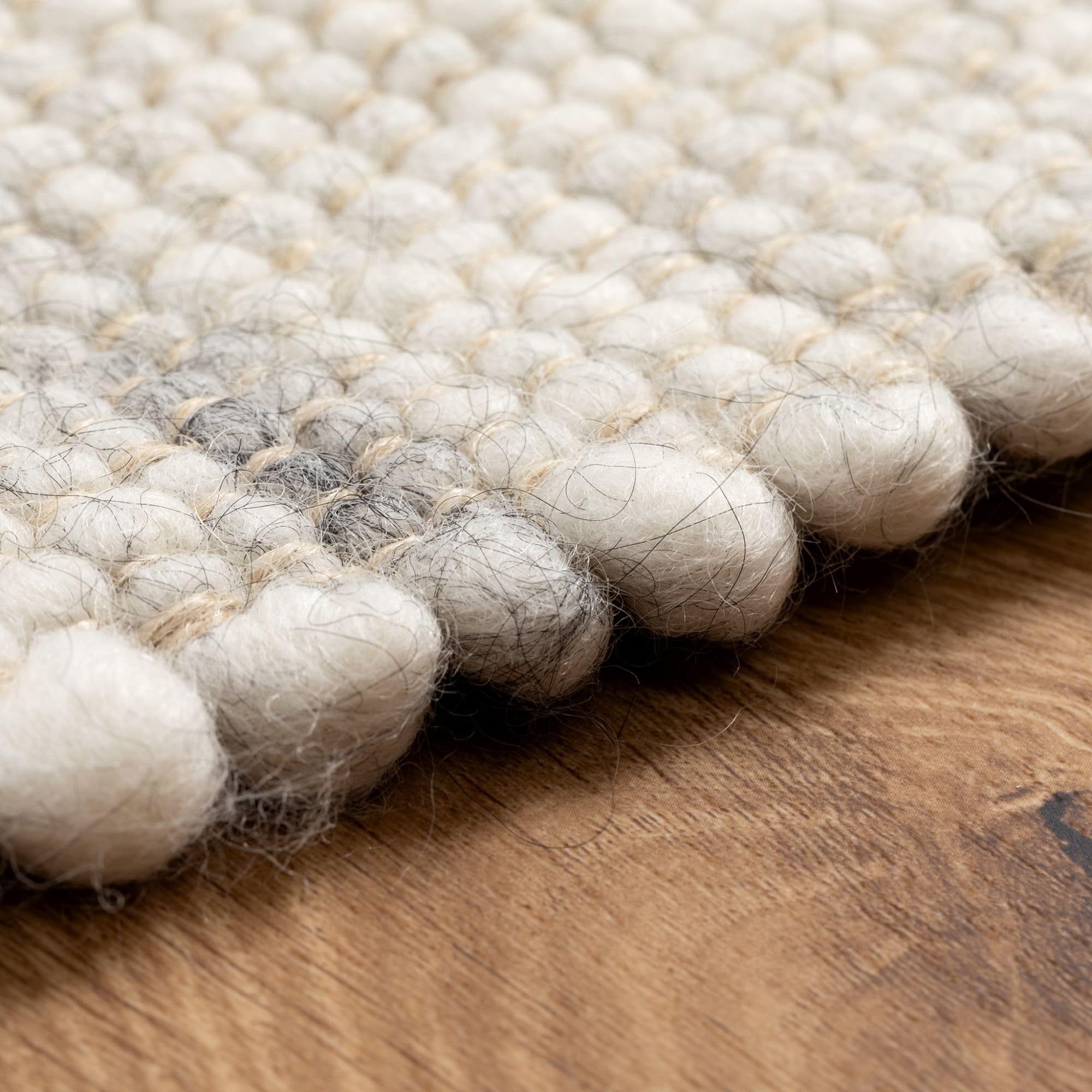 Steffensmeier Handweb Teppich Paros | gewalkte Schurwolle | Grau, handgewebt, Größe: 160x230 cm