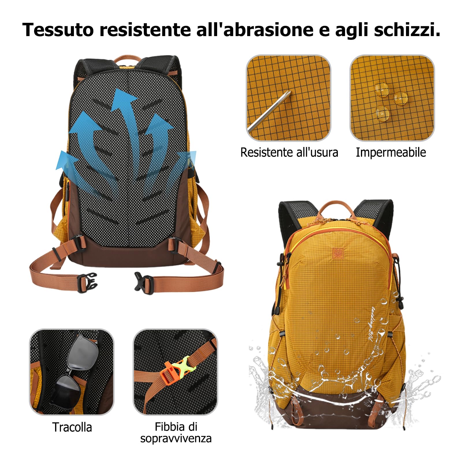 20L Zaino da Trekking Zaino Impermeabile Hiking Backpack Nylon Zaini Traspirante per Viaggi Sport Uso Quotidiano Rosa