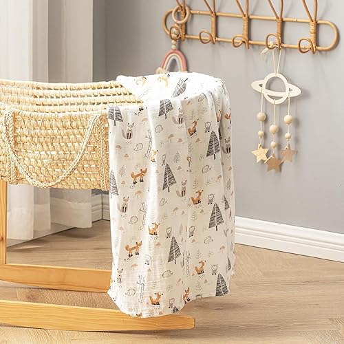 Miniatura 6 de Manta de muselina con sombrero y lazo para la cabeza, juego de manta con estampado de animales para bebés, niños y niñas, recién nacidos, suave y