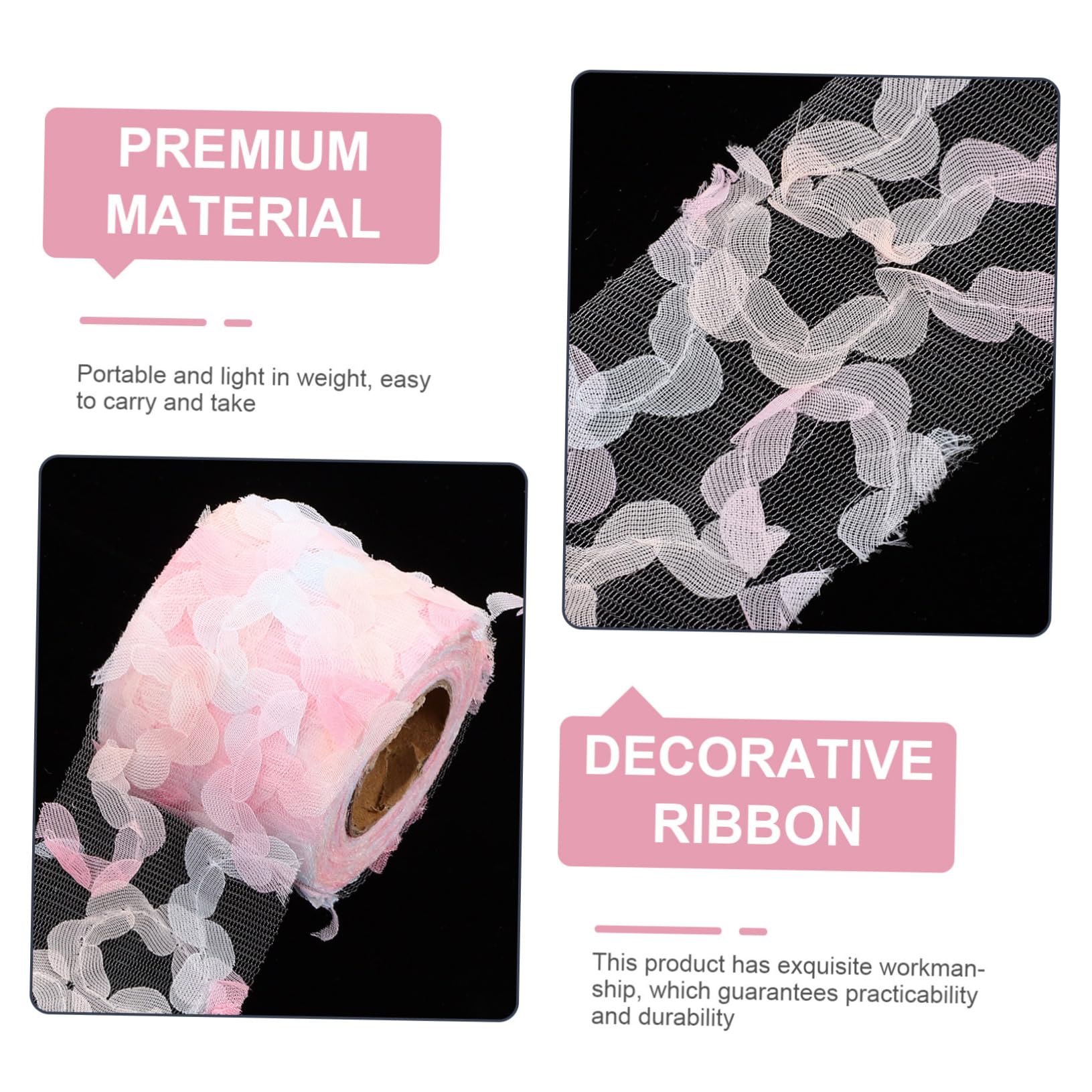 EXCEART 5 Rose in Filato Di Chiffon Mestiere Nastro Di Pizzo Cucito Nastro Da Ricamo Floreale Floreale Rifiniture in Pizzo Stoffa I Fiori Poliestere Sposa