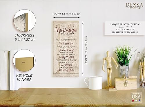 Miniatura 4 de Placa de madera con cita inspiradora en texto en inglés "Marriage Prayer" "Lord, help us to remember when we first met" - Elegante cuadro vertical