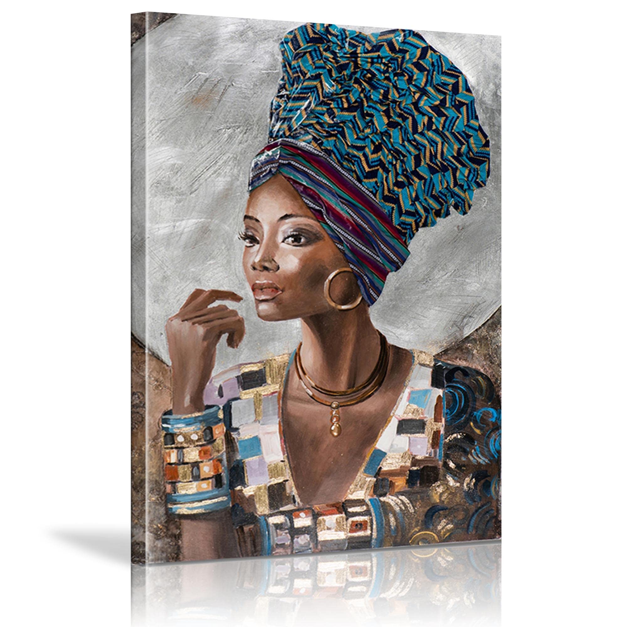 Afrikanische Wandkunst, Orange Frauen Leinwanddruck, Frau Silhouette Kunst,  Afrikanische Mädchen, image size:2000x2000