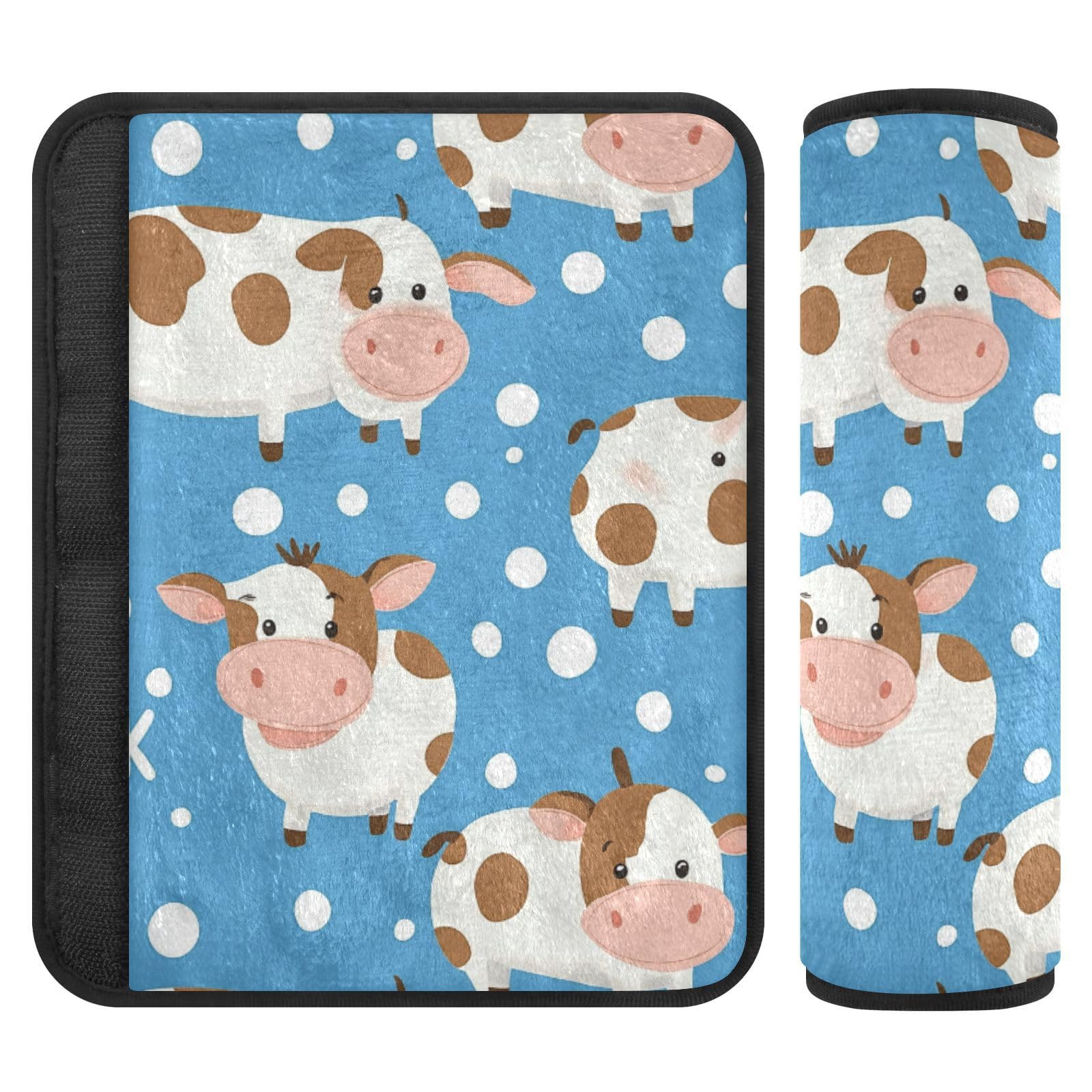 Seat Belt Covers 2 Pack Cute Cow Car Seat Strap Covers Super Soft White Dots Car Seat Neck Cover for Boys Girls Adults Babies M