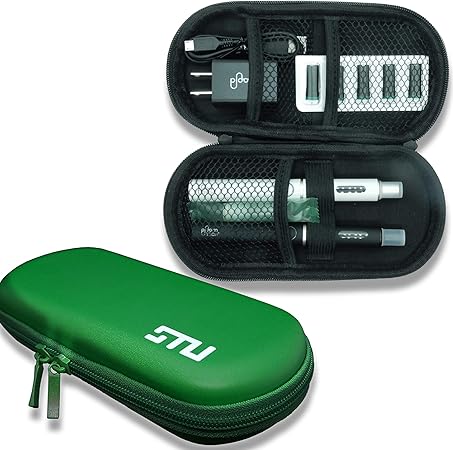 Amazon Ploomtech プルームテックプラス用 キャリー ケース ワイド グリーン コンパクト 大容量 マウスピースを装着したまま収納 Puレザー Justfog Uwell Eleaf Voopoo その他 Vape 電子タバコ 対応モデル Stu 電子たばこ リキッド