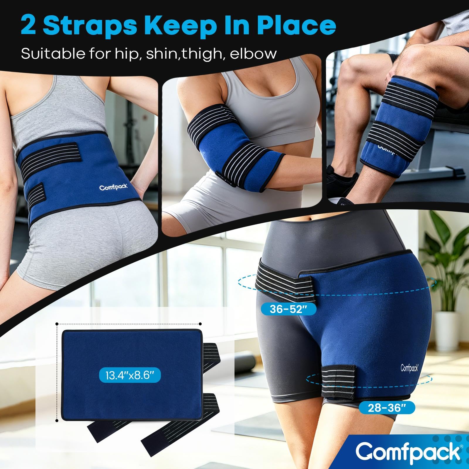 Comfpack Ghiaccio per terapia del freddo di 1 ora, riutilizzabile, per gonfiore post-operatorio, design flessibile a sezioni, sollievo dal dolore a ginocchia e spalle, artrite, distorsioni, strappi
