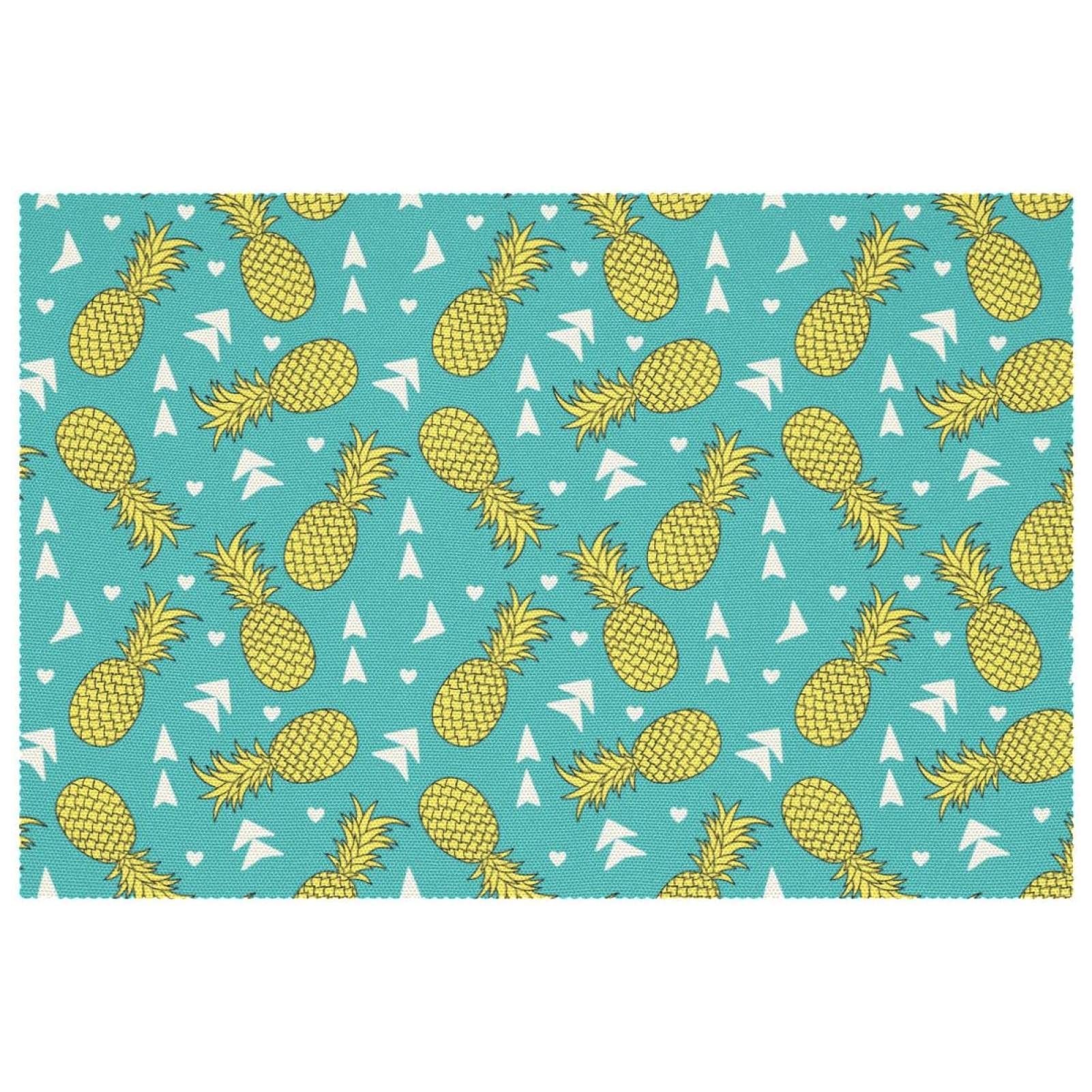 Sets de table ananas bleu sarcelle lavables en tissu Oxford pour table de cuisine
