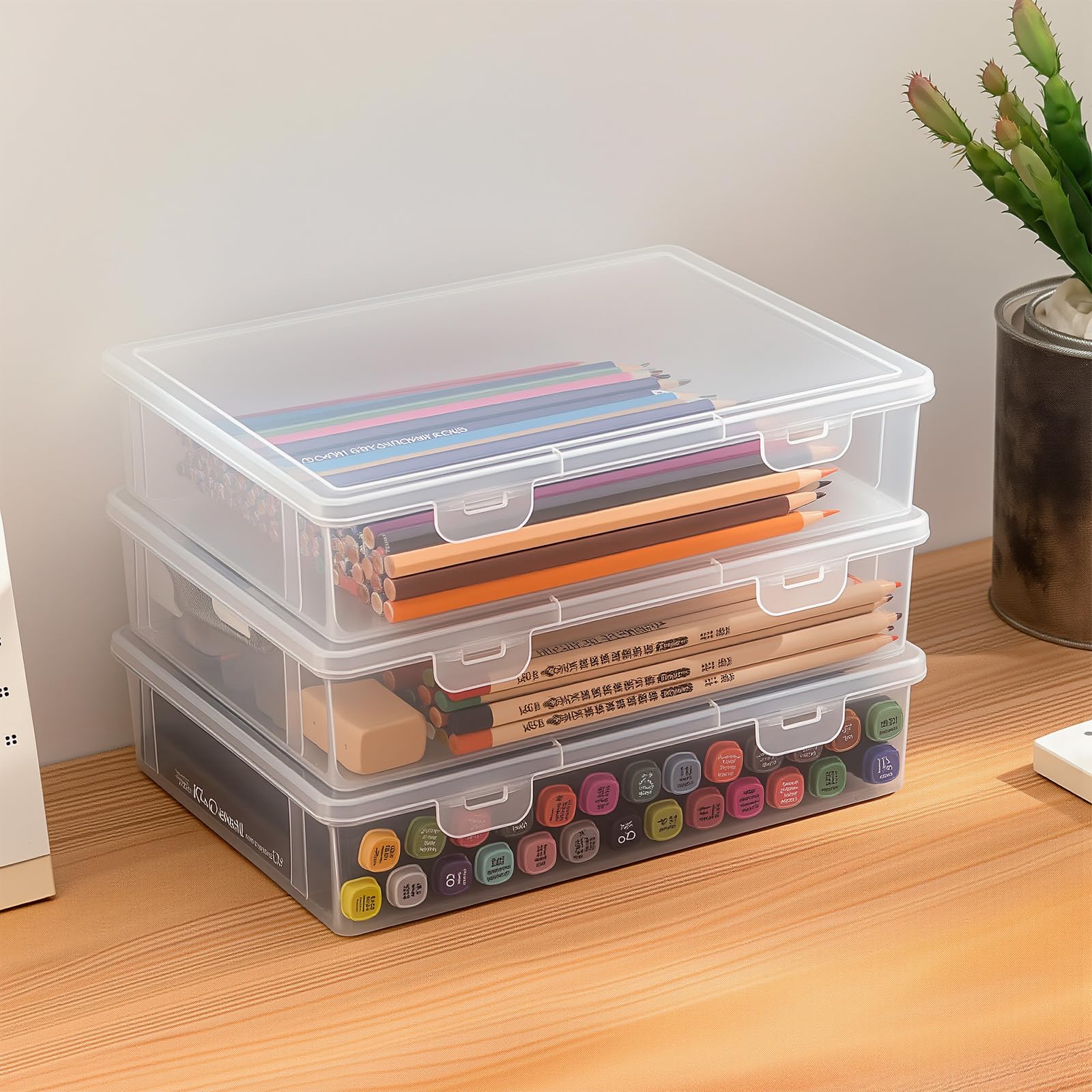 Caja De Almacenamiento Transparente A4 – Hecha De PP, Con Tapa, Impermeable Y Apilable, Para Documentos Y Papeles