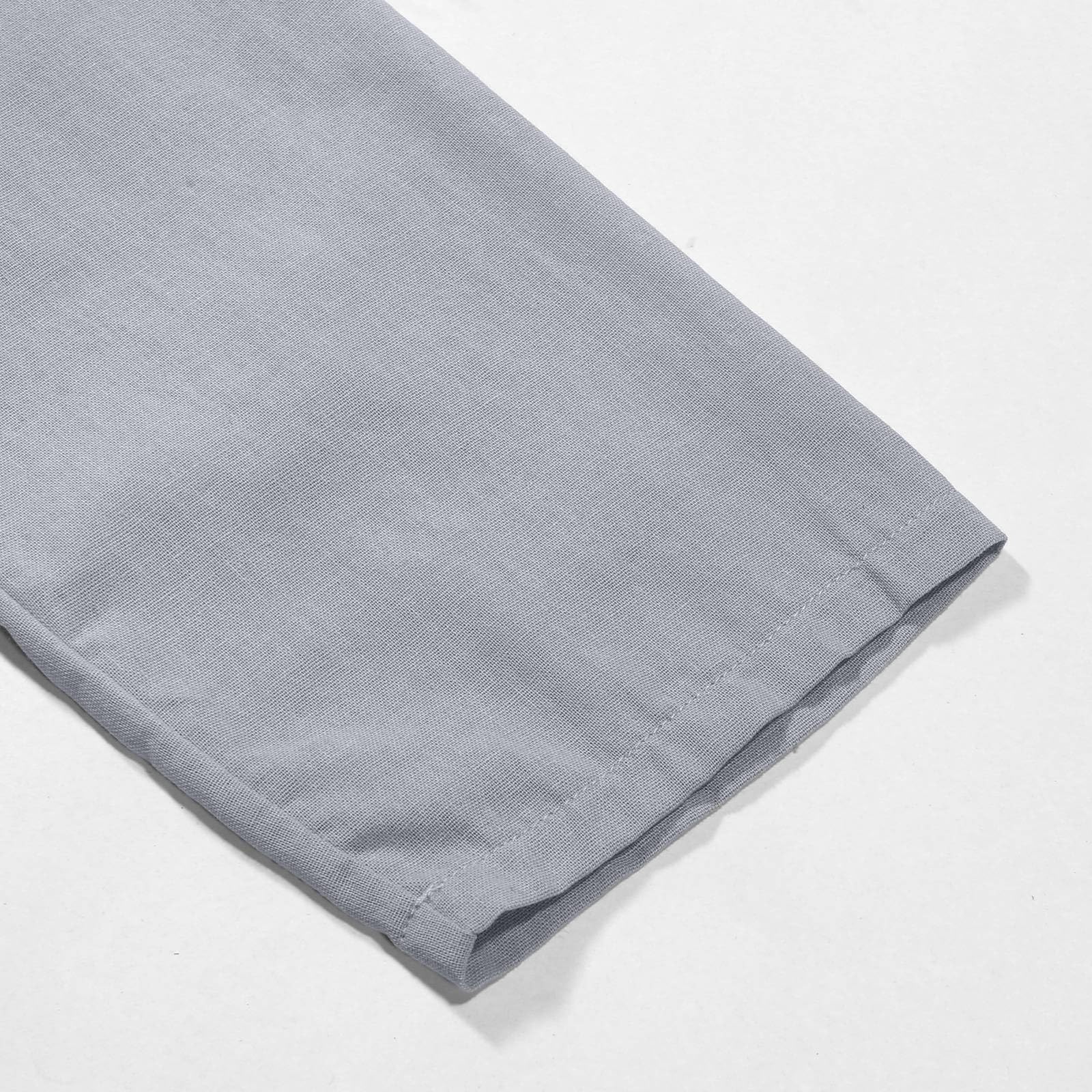 Générique Qamis Homme Lin Djellaba Manches Longues Kamis avec Broderie Uni Musulman Abaya Caftan avec Fente Latérale Col Rond Kurta Jelaba Chemise Henley Peignoir de Bain Robe Longueur