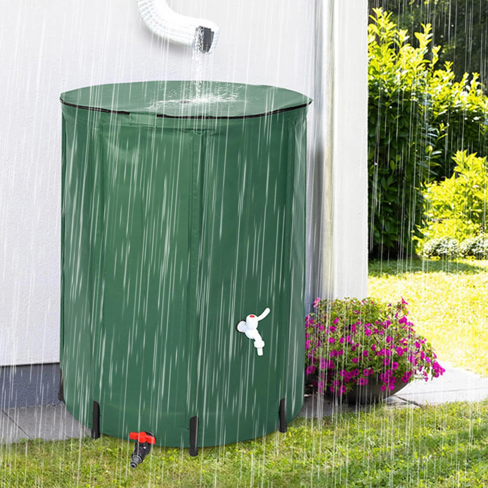 Barril de recolección de Agua de Lluvia - Barril de Almacenamiento de Agua | de Lluvia, colector de Agua de Alto Rendimiento | Tanque de Almacenamiento de Agua portátil Duradero para jardín, de