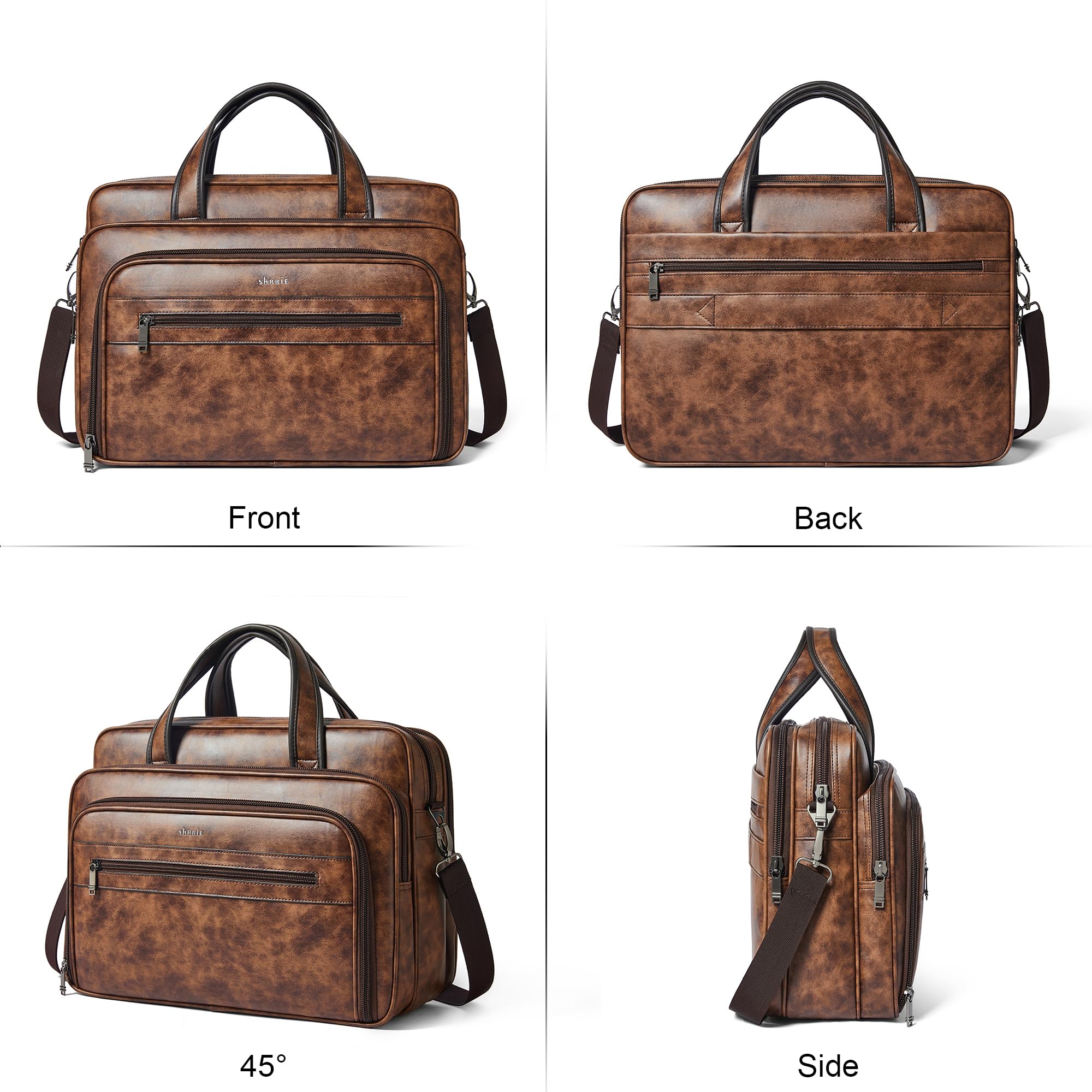 Shrrie Borsa del messaggero in pelle per uomini e donne Borsa per laptop in pelle da 17 pollici,Ufficio grande spalla a spalla resistente all'acqua,Lavoro