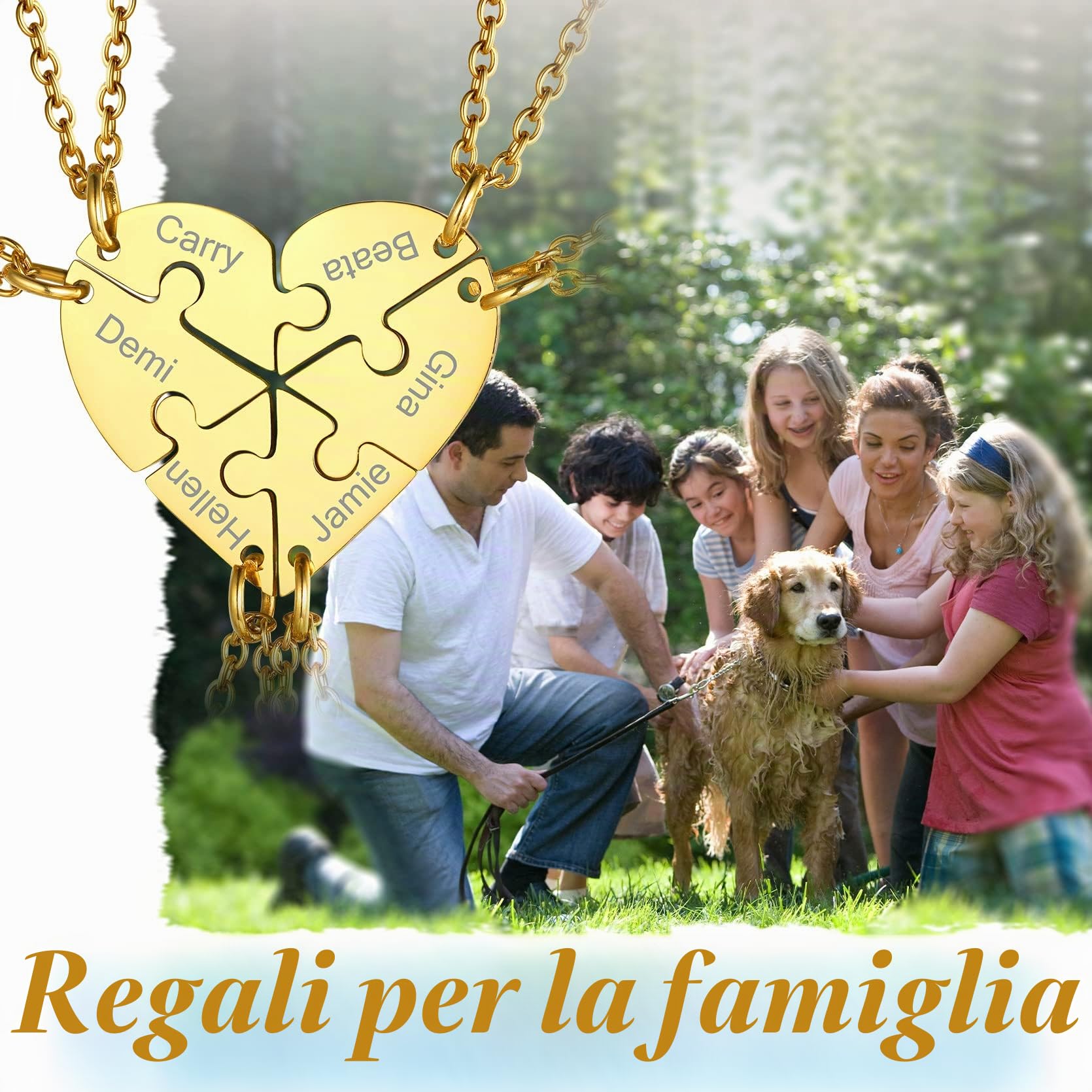 GoldChic JEWELRY Collana Donna Cuore Puzzle Collane Personalizzate, Ciondoli Di Amicizia Divisi In Acciaio Inossidabile Per Lui e Per Lei, Madre Figlie Gioielli Di Famiglia Regali Per Coppie