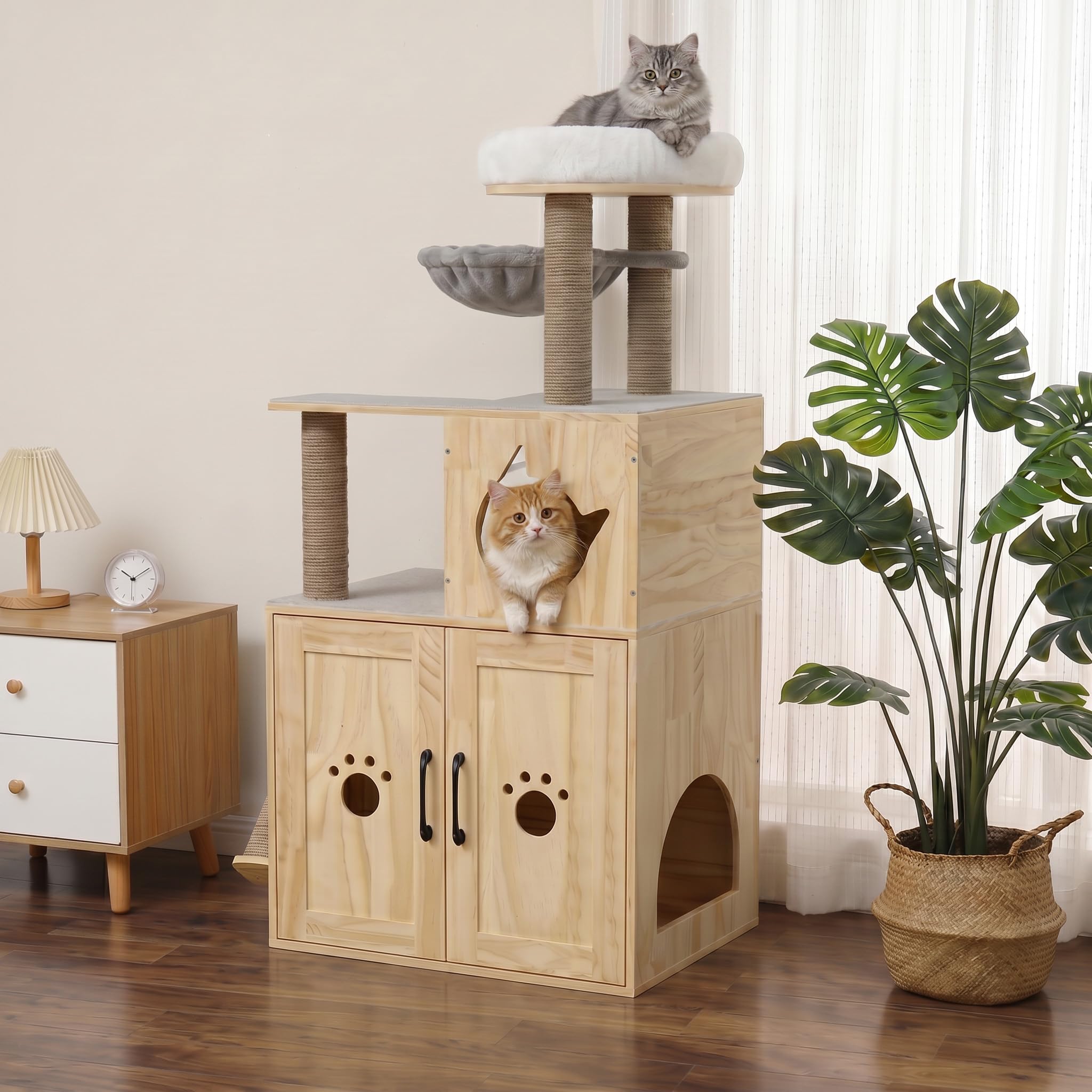 Amazon | YOI LIFE キャットタワー 木製 猫トイレ収納 目隠し 据え置き Amazon | YOI LIFE キャットタワー 木製 猫トイレ収納 目隠し 据え置き