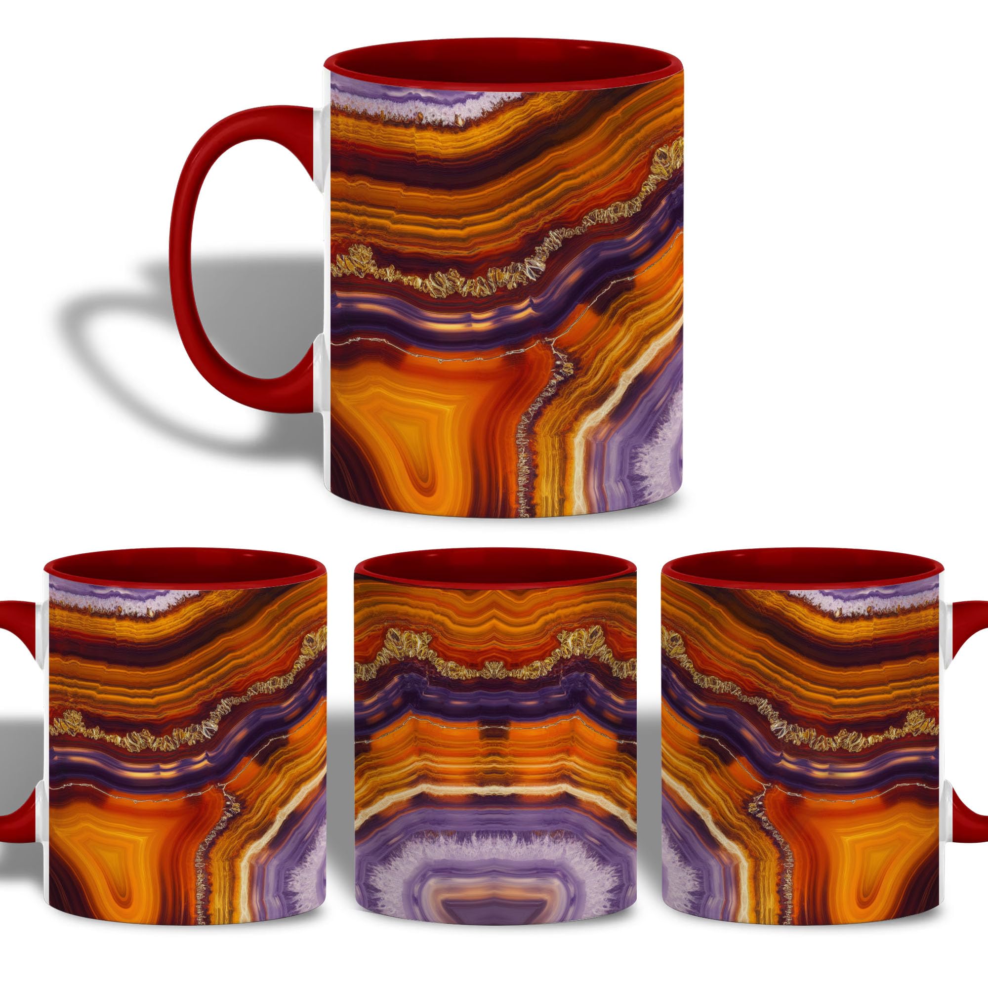 ANOVRA Orange Purple Agate Geode Ceramic Mug Crystal Rock Coffee Cup Natural Stone Pattern Earthy Aesthetic Drinkware Gift for Geology Enthusiasts and
