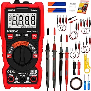 Multimeter 4000 Counts Digital Multimeter TRMS Auto-Ranging AC DC Voltmeter Ohm Volt Amp Tester NCV Live Test; Measures Vo...