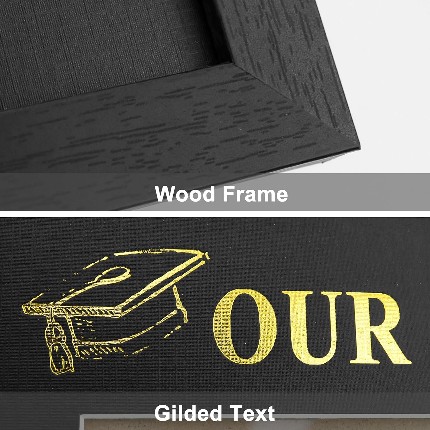 GraduatePro Then and Now Graduation Picture Frame for 2 Photos, HD Real Glass -Double 5x7 Frame, Graduation Gift for Son, Daughter, High School & College Graduate Keepsake for Parents