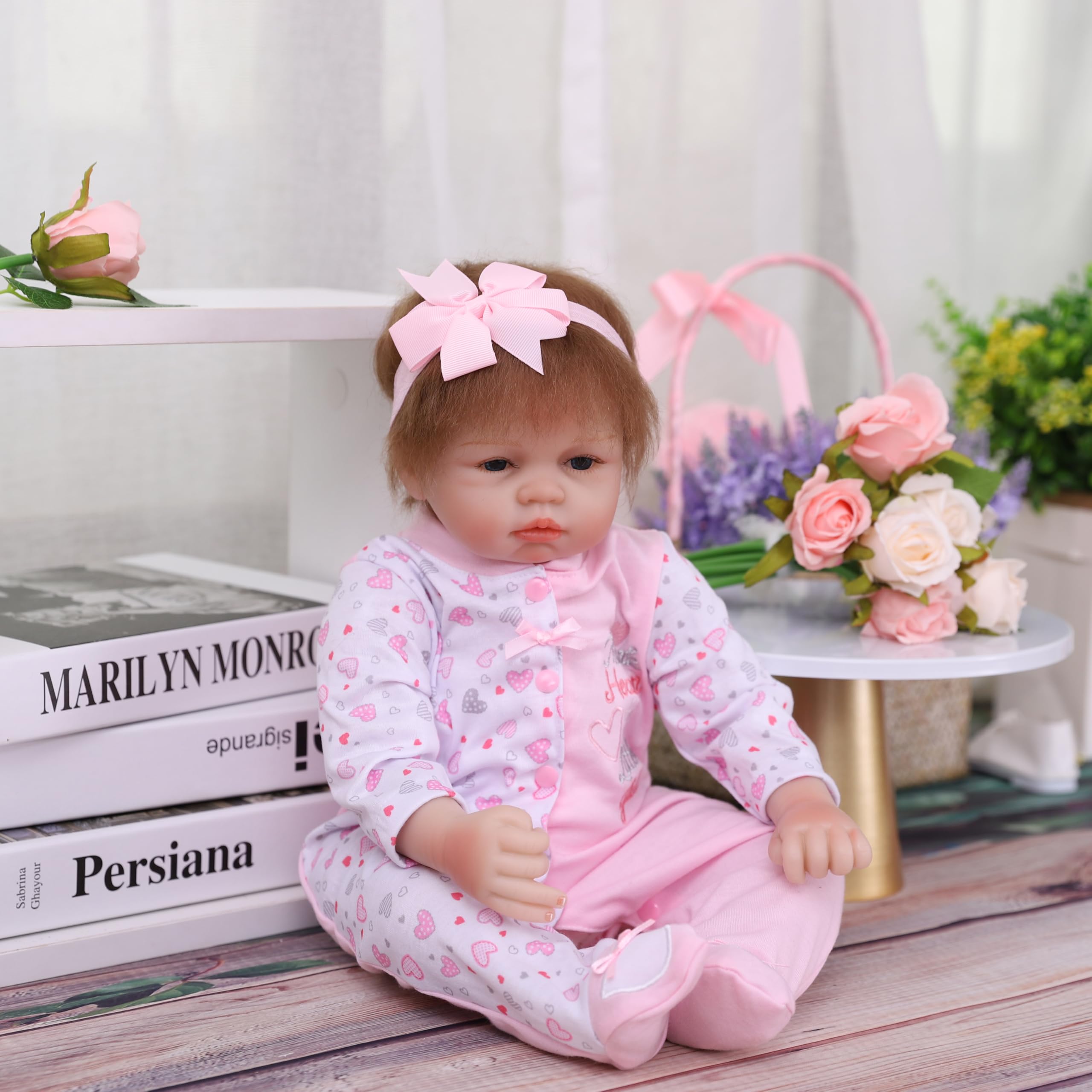 Reborn Baby Puppe 55cm (22 Zoll) – Lebensecht Aus Vinylsilikon, Wiegt 1,5kg, Mit Magnet-Schnuller & Kleidung, Für Kinder Ab 3 Jahren