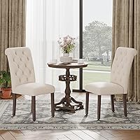 Vista 6 de Upholstered Tufted Dining Room Chairs Set of 4, Parsons Kitchen Chairs with Padded Seat and Solid Wood Legs, Fabric Accent Side Diner Chair for