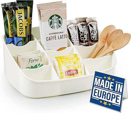 Organizador de bolsas de té, caja de almacenamiento de plástico para encimera, armario, despensa de cocina, soporte para carrito de té, contenedor