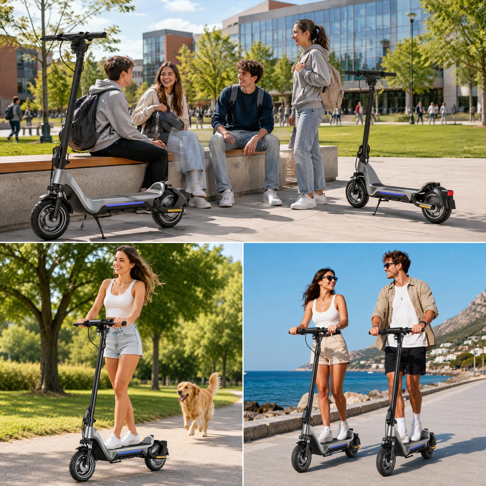 X3 Trottinette Électrique Adulte 48V 15Ah – Autonomie 50KM, Pneus 10" Tout-Terrain, Double Suspension, App Mobile, Freins à Disque, Cadre Magnésium Pliable