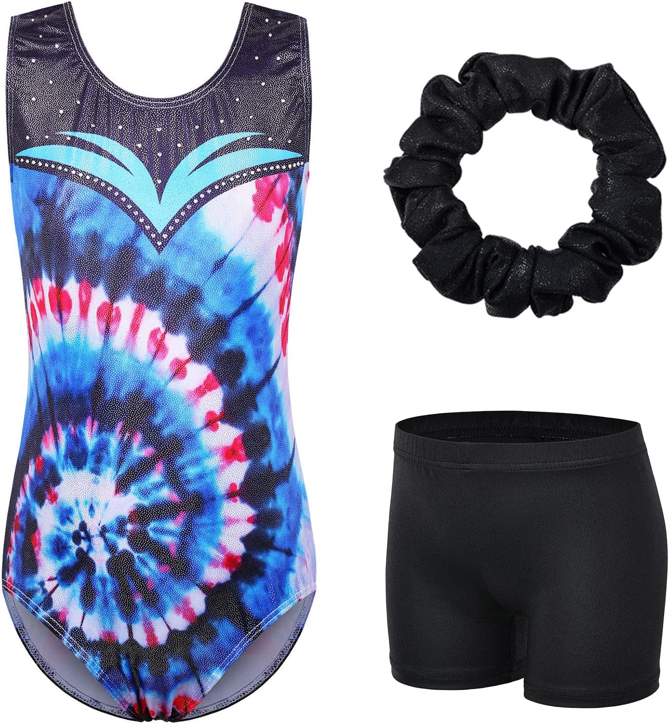BAOHULU Gymnastics Leotards for Girls with Shorts Shiny Kids Tumbling Dance Outfit