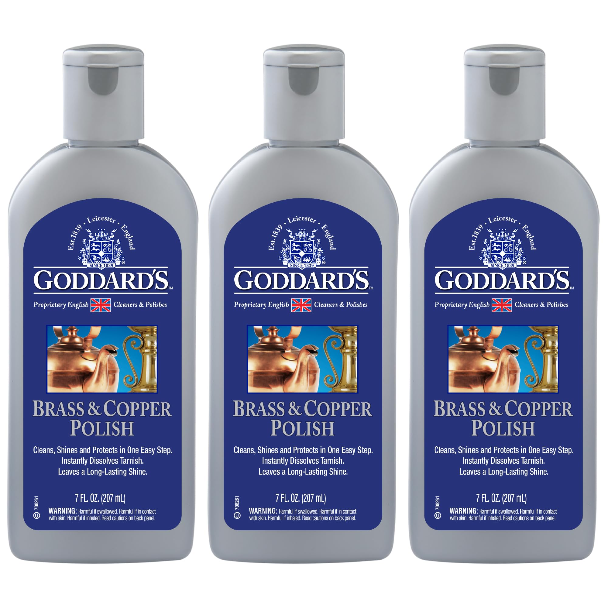 Goddard’s Copper & Brass Polish, Copper Cleaner & Brass Cleaner for Long-Lasting Shine, Metal Polish for Pewter, Chrome & More, Metal Polishing Compound (3 Pack)