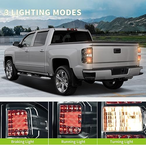 Miniatura 3 de AUTOSAVER88 Conjunto de luz trasera LED compatible con Chevy Silverado 1500 2014-2019, 2015-2019 2500 HD3500 HD, 2019 1500 LD, 2015-2019 GMC Sierra