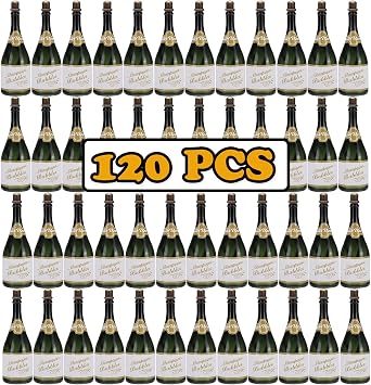 120 Pack Mini Champagne Bottle Bubble Bulk Party Favor for Guests | Wedding Send Off, Bridal Shower or Engagement, Anniversaries Celebration, Valentine's Day, Family Reunion, Newlyweds Couple