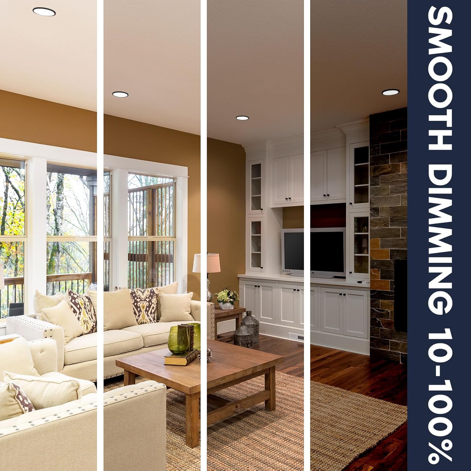 LUXRITE Slim 7 Inch LED Flush Mount Ceiling Light, 15W 1000LM, 5CCT 2700K 3000K 3500K 4000K 5000K, Dimmable LED Ceiling Light, Damp Rated, Energy Star, Title 24 - Black