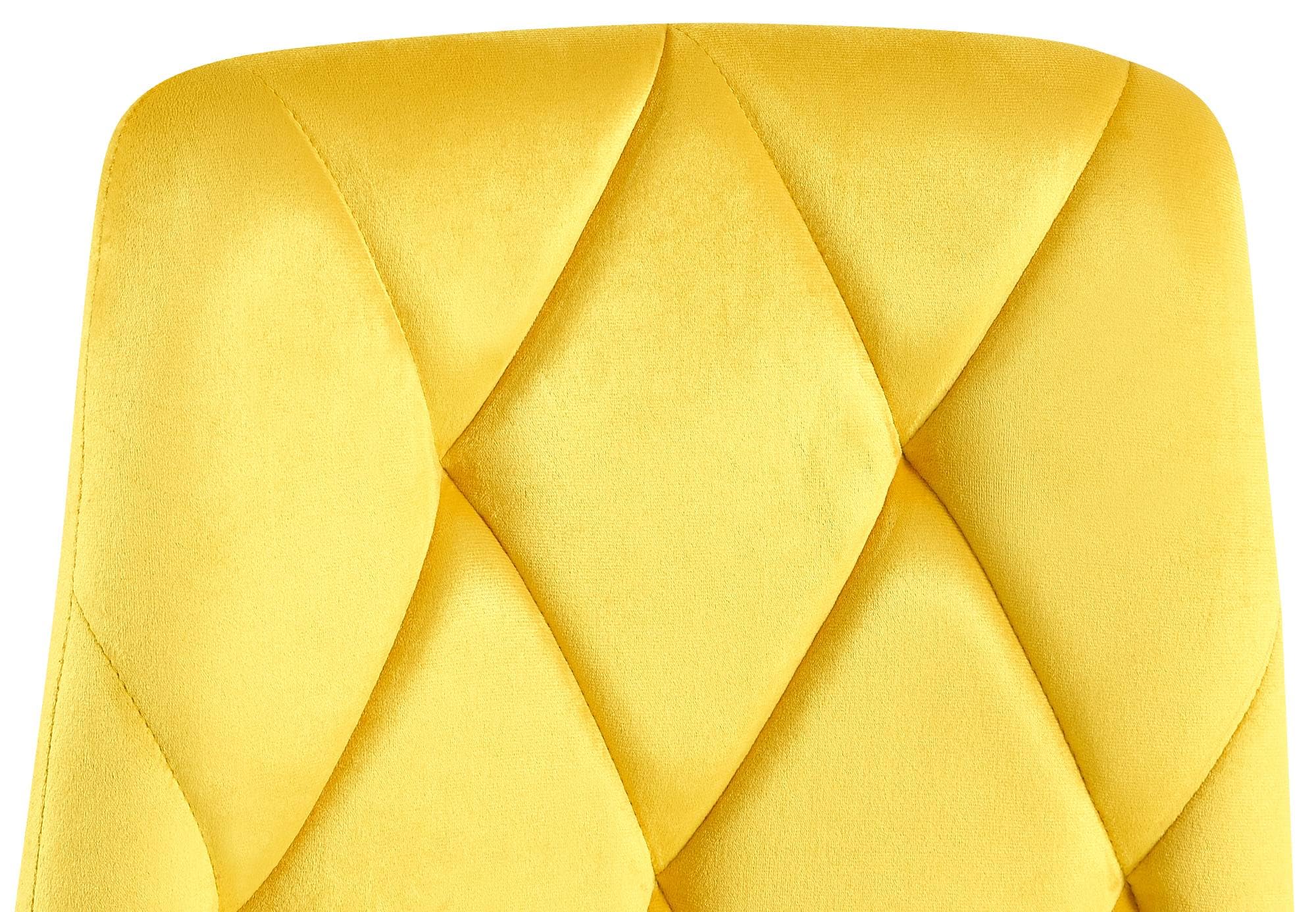 CLP Sedia da pranzo set di 2 Clairton, sedia imbottita con rivestimento trapuntato, struttura in metallo nero, supporto fino a 150 kg Colore:giallo;Materiale:Velluto