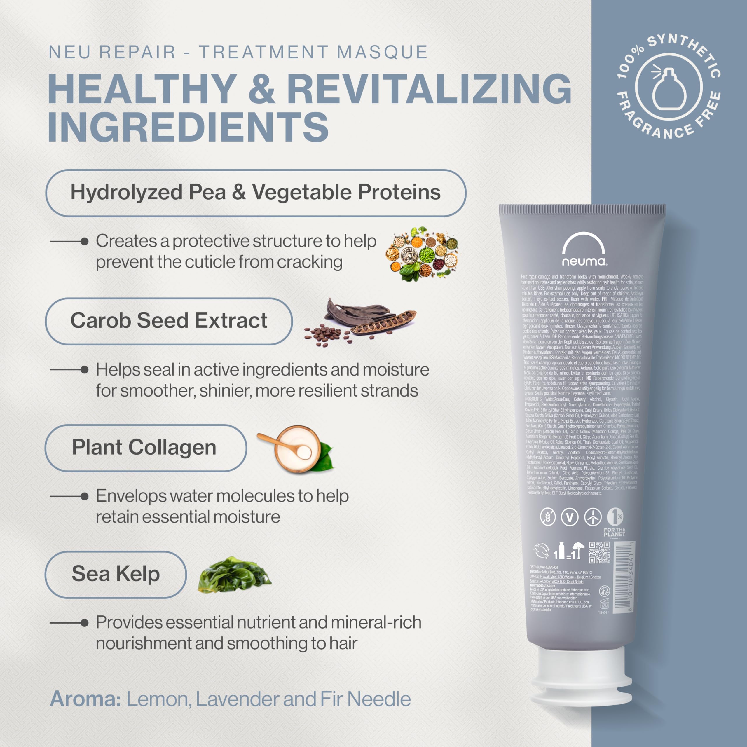 NEUMA Neu Repair Holiday Gift Set — Neu Repair Shampoo (8.5 Fl. Oz.), Neu Repair Conditioner (8.5 Fl. Oz.), and Repair Treatment Masque (5.1 Fl. Oz.) — Hair Repair Treatment for Damaged Hair