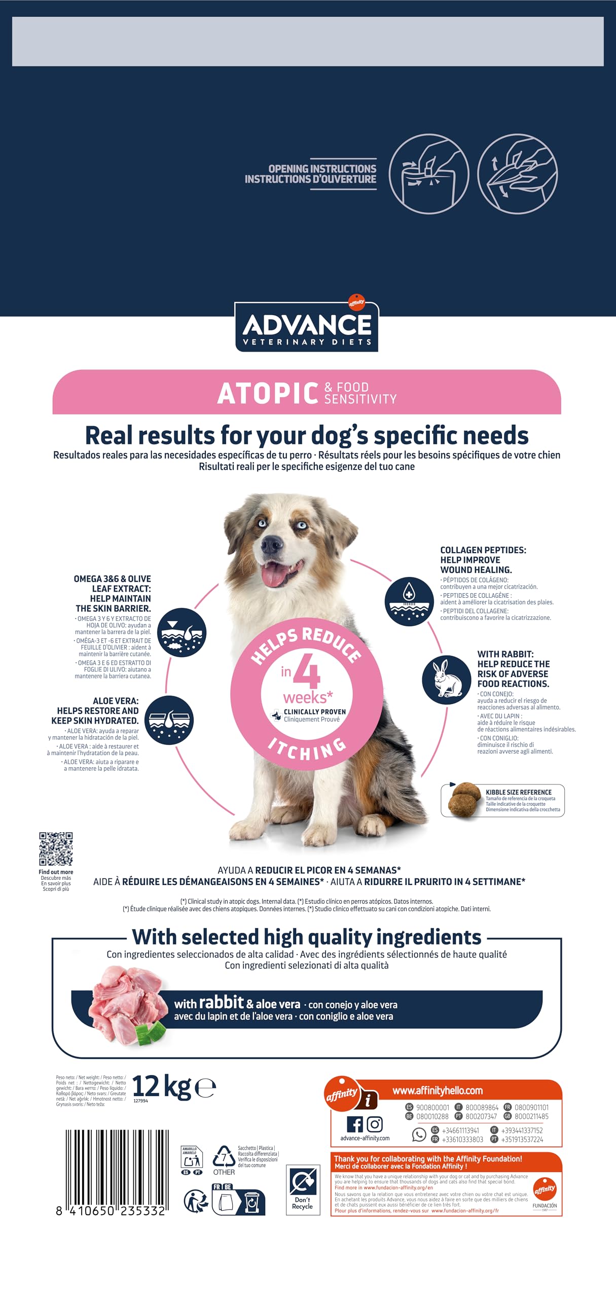Advance Veterinary Diets Atopic Medium & Maxi - Karma dla psów z atopowym zapaleniem skóry z królikiem - 12kg