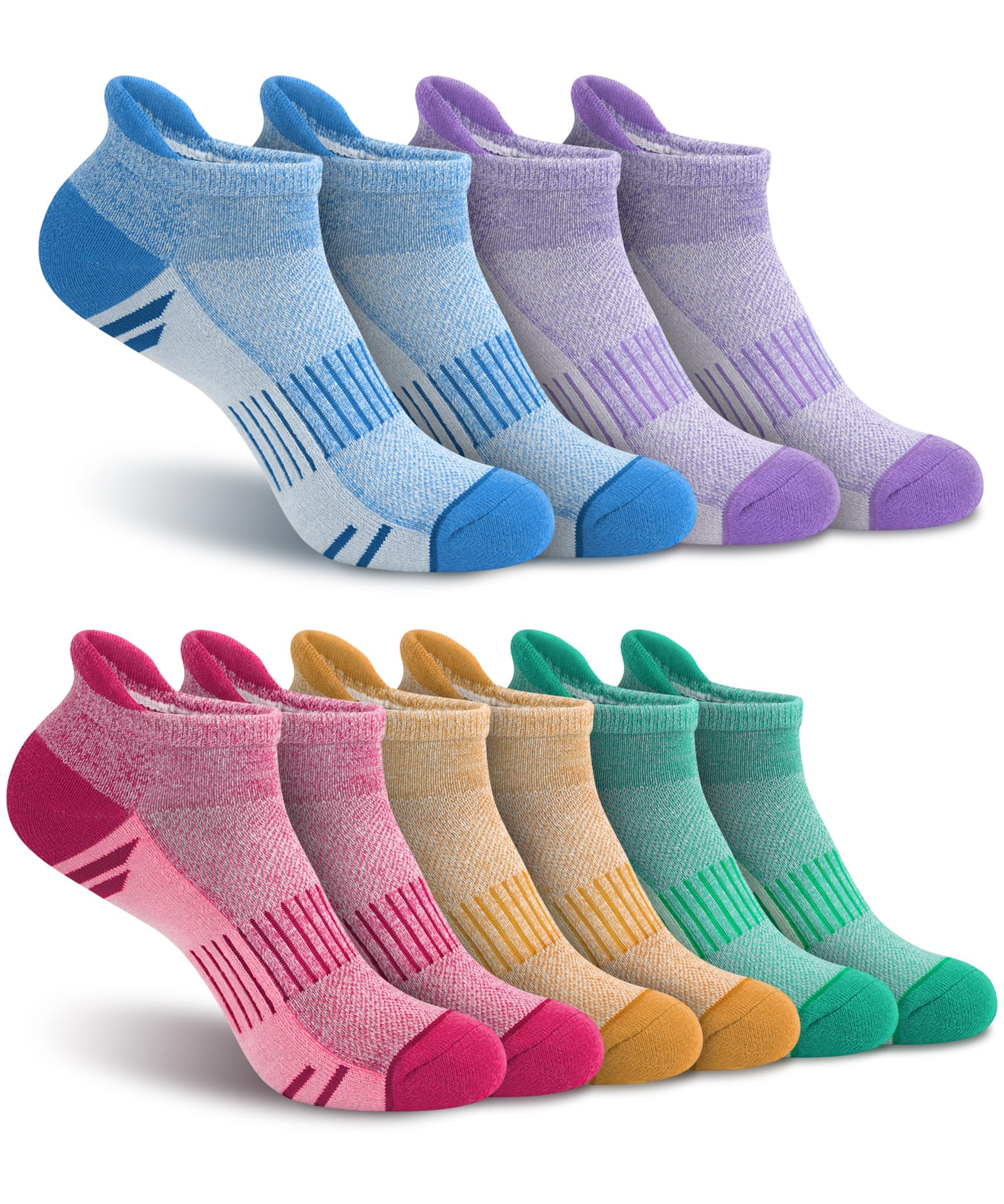 YSenseAnkle Socks for Women Men, Thick Cushioned Running Athletic Cotton Socks with Moisture Wicking Low Cut No Show