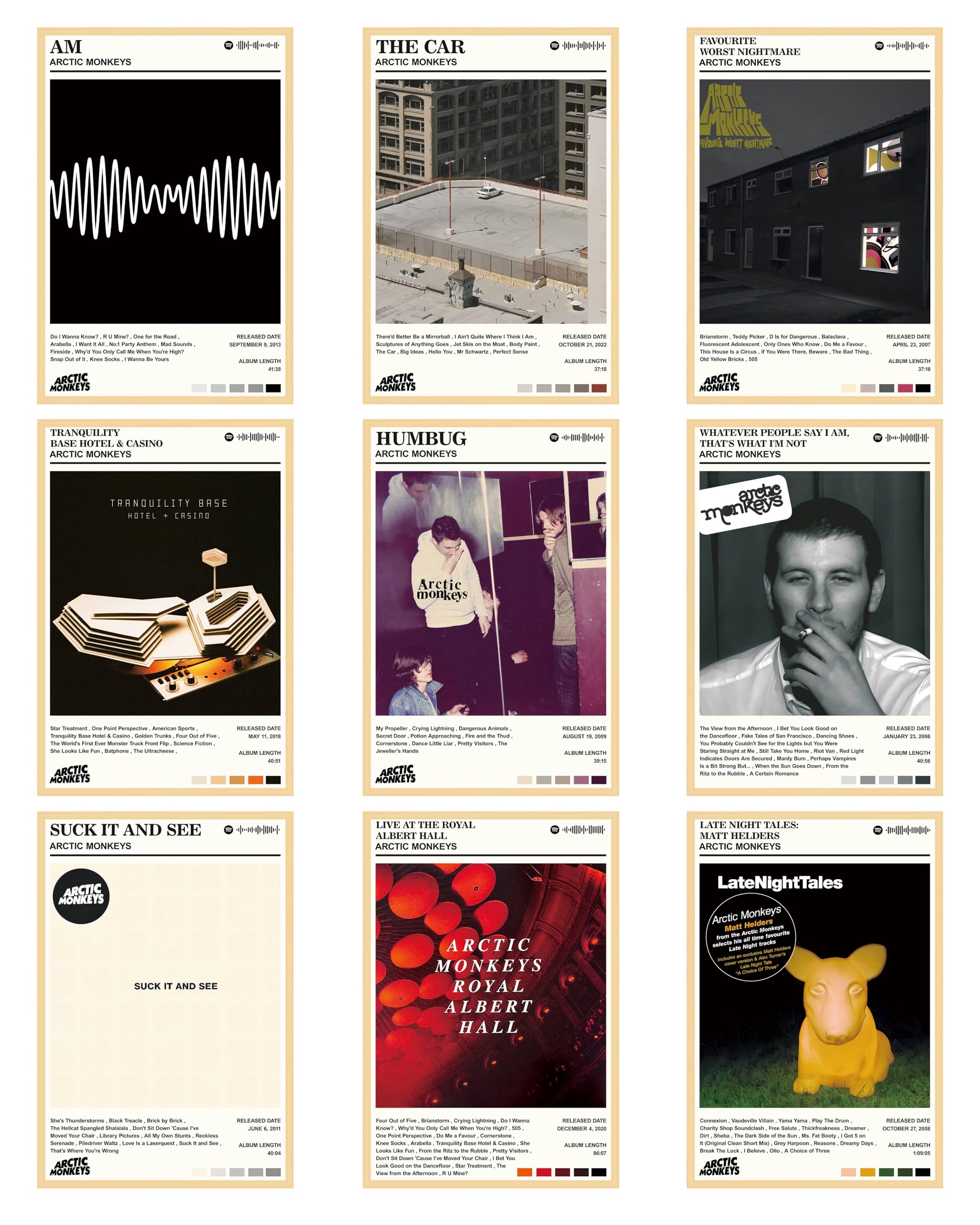 Arctic Rock Monkeys Band Posters Album Cover Posters for Room Aesthetic HD Print Music Wall Art Girl and Boy Teens Dorm Decor Set of 9 8in x 12in Unframed