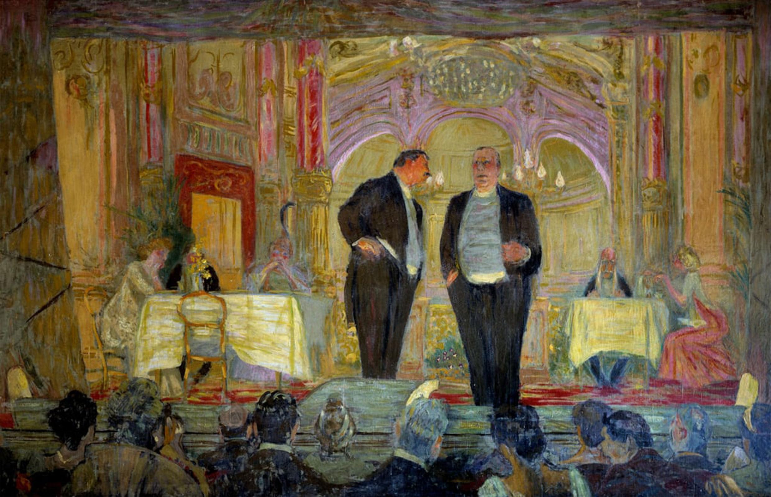 RZHRHJES Abstract Painting Poster Art Print Canvas Print Poster the Little Cafe Paris Comedy of the Champs Elysees by Edouard Vuillard Landscape Canvas Painting for Office Decor 60x90cm