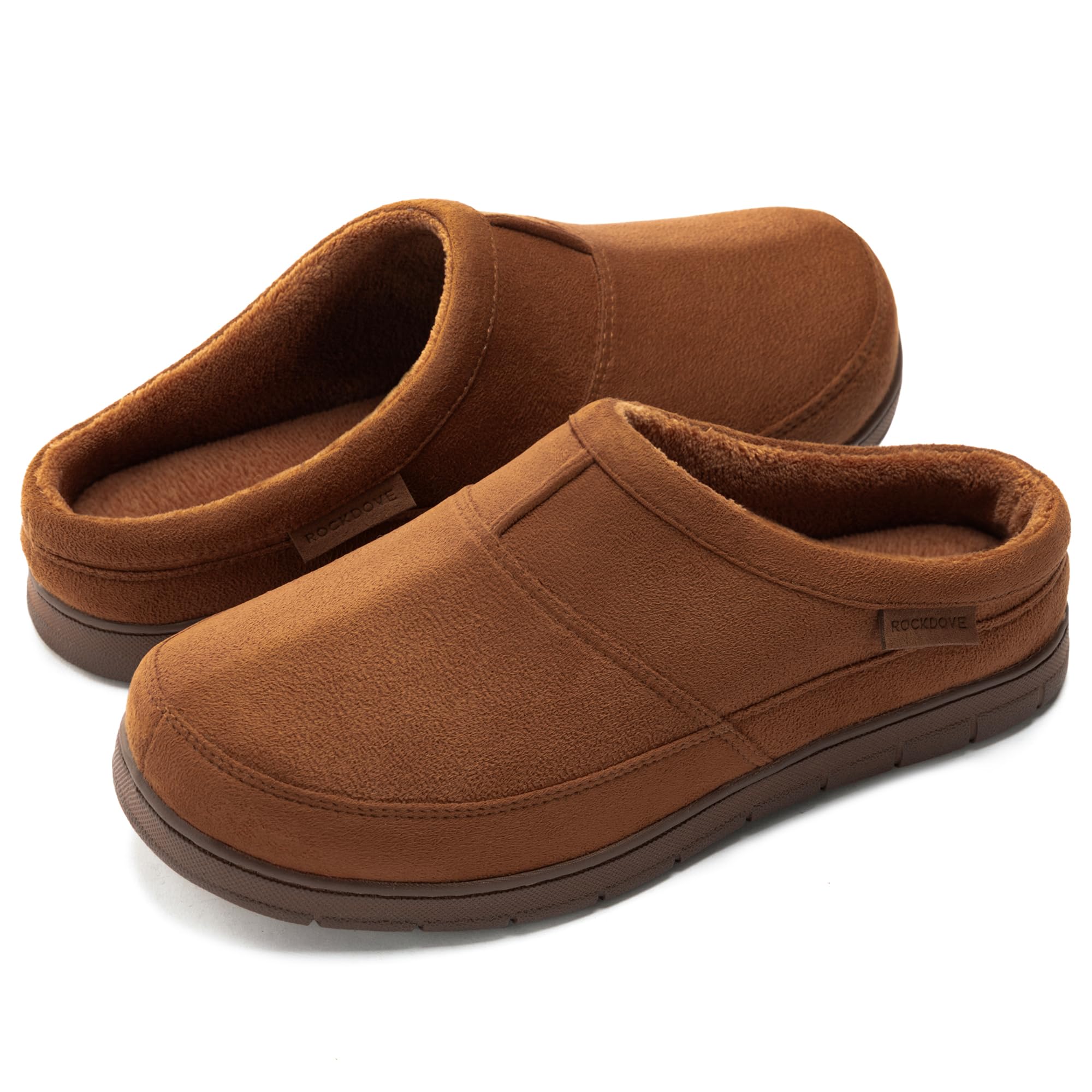 RockDove Mens SoftStride Faux Suede Memory Foam House Slipper with Indoor Outdoor Sole