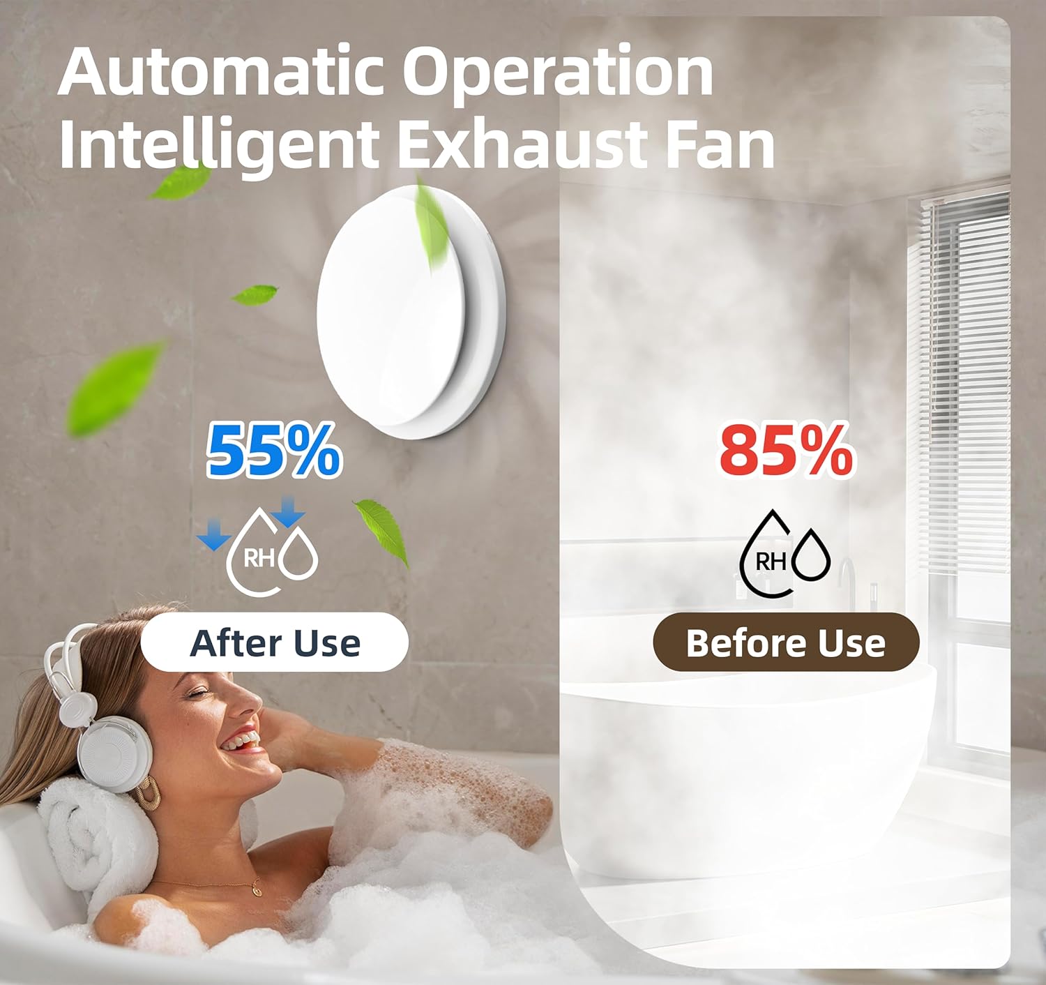 3 Speed Bathroom Exhaust Fan with Humidity Sensor with Remote Control, Timer Humidity & Temperature Control Quiet Upgraded 2600RPM Bathroom Fan for Attic Basement Garage P109A(4 inch Exhaust Fan)