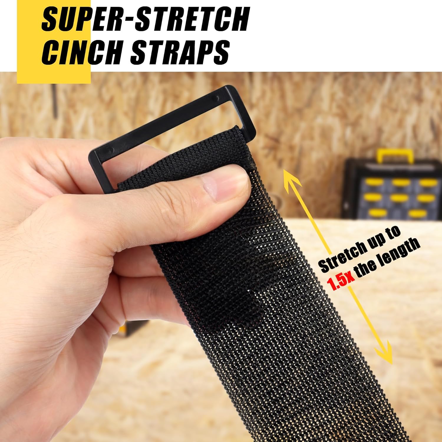 LuBanSir Cinch Straps, Assorted 9 Pack（6“/9”/12“） Super-Stretch Storage Straps Fit House, Garage, Workshop, Boat, Car Organization